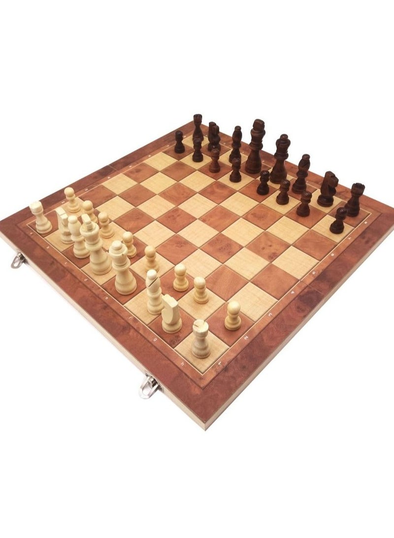 Fitto High quality 3In1 Wooden Classic Chess Set, Checkers and Backgammon - Handcrafted Design For All Ages, 39Cm