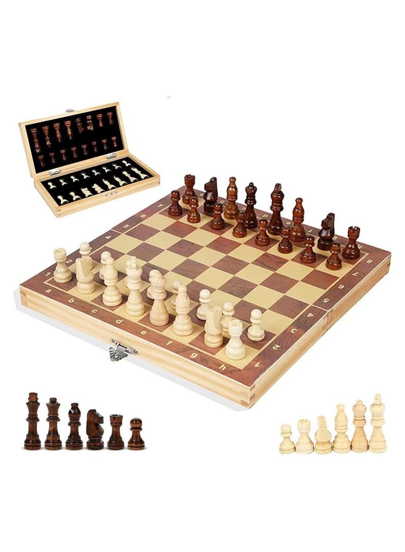 Fitto High Quality Magnetic Wooden Chess Set - Folding Board For Easy Storage and Transport