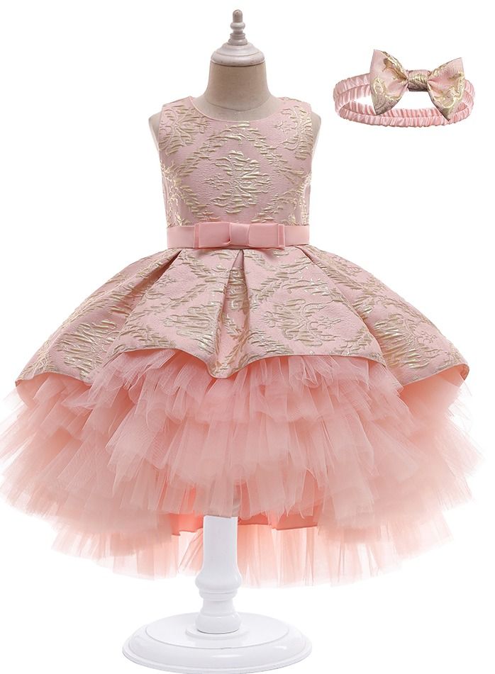 New jacquard embroidered girls dress dress with dragline performance dress