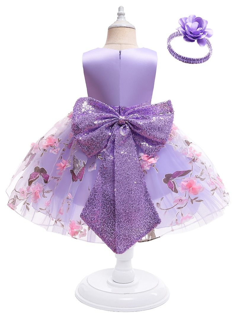 Summer sweet sleeveless everyday girl's dress Princess dress Pompous dress Ball gown Performance dress purple