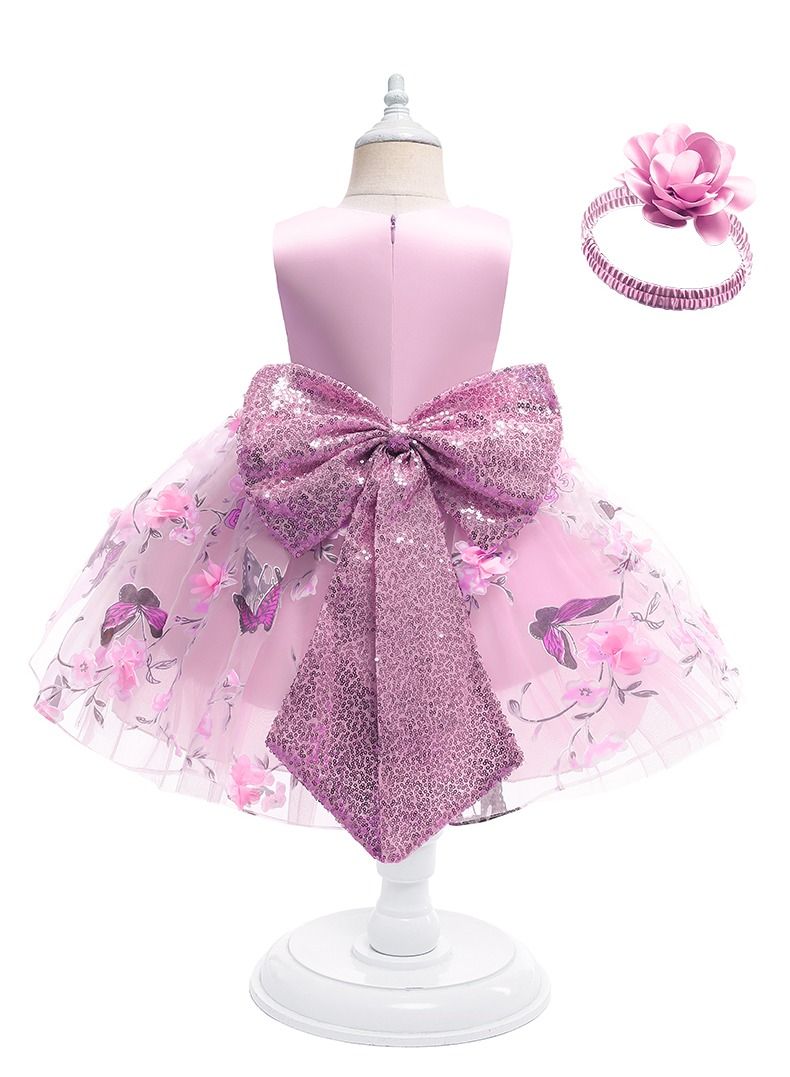 Summer sweet sleeveless everyday girl's dress Princess dress Pompous dress ball gown performance dress pink