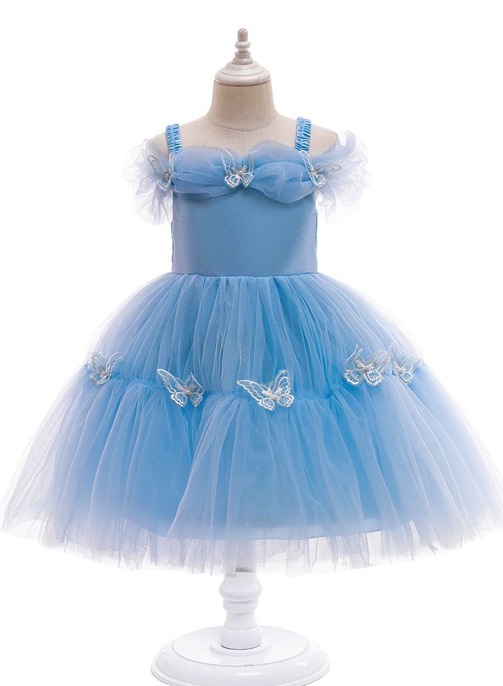 Cinderella Summer short sleeve Princess Child dress Child dress girl dress Dress blue