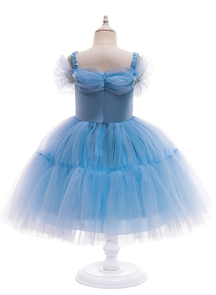 Cinderella Summer short sleeve Princess Child dress Child dress girl dress Dress blue