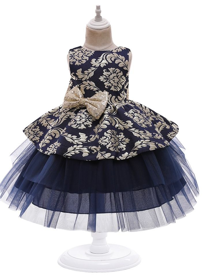 New clashing color lady dress princess dress lace lace navy blue