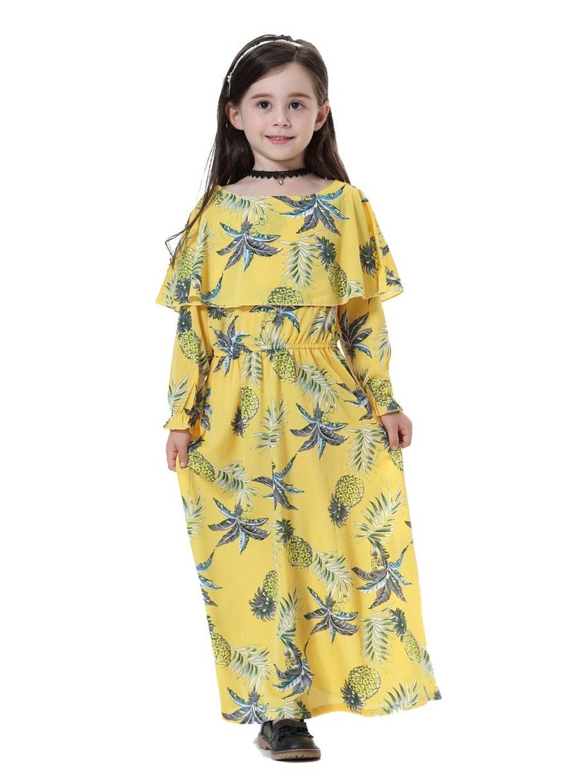 girl long dress long sleeve yellow