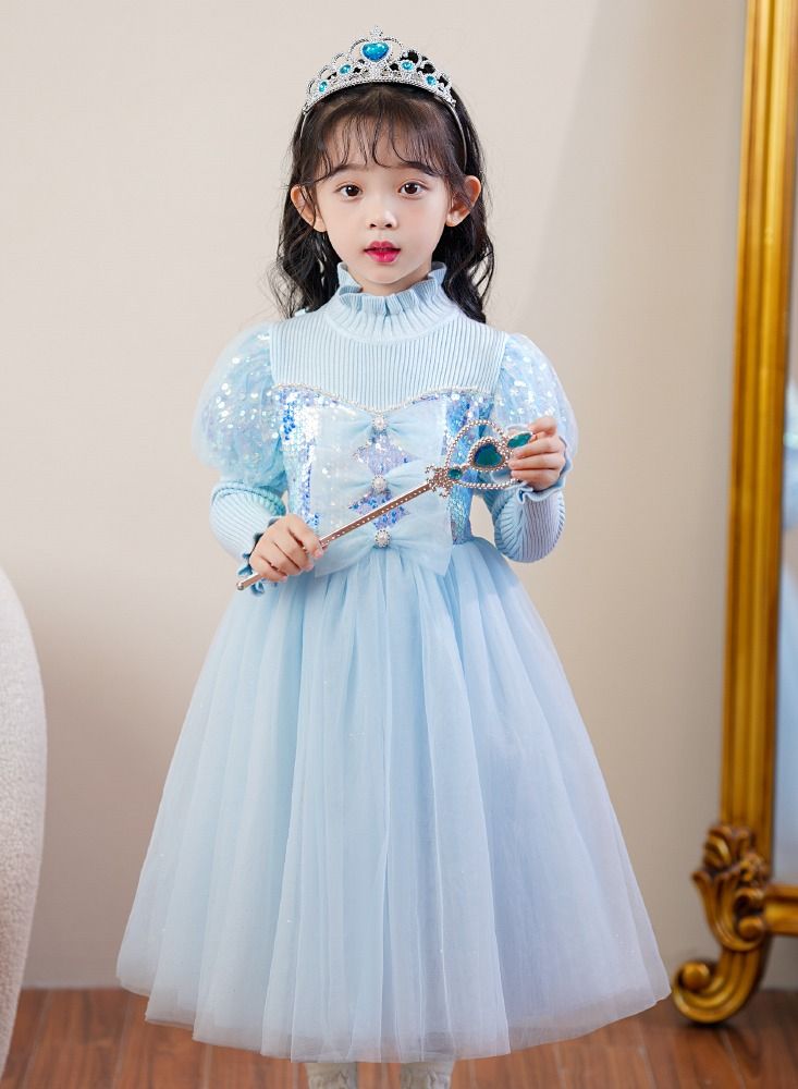 Autumn And Winter Style Princess Dress Blue