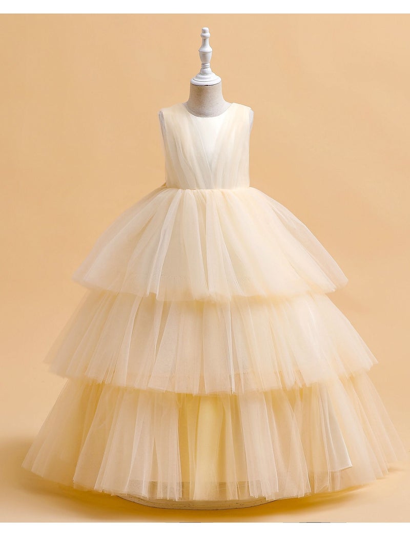 Fashionable Cute Girls Dress Gold