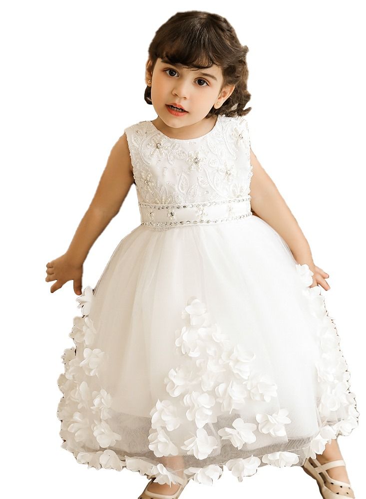 Princess Flower Sleeveless Maxi Dress White