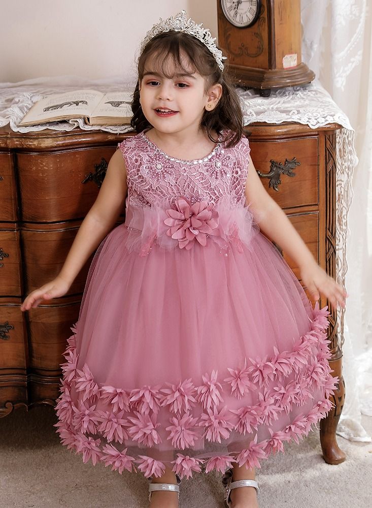 Sequins Flower Mesh Dress