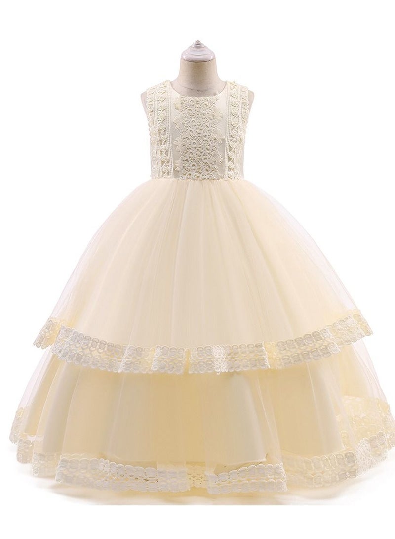 Round Neck Sleeveless Dress Champagne
