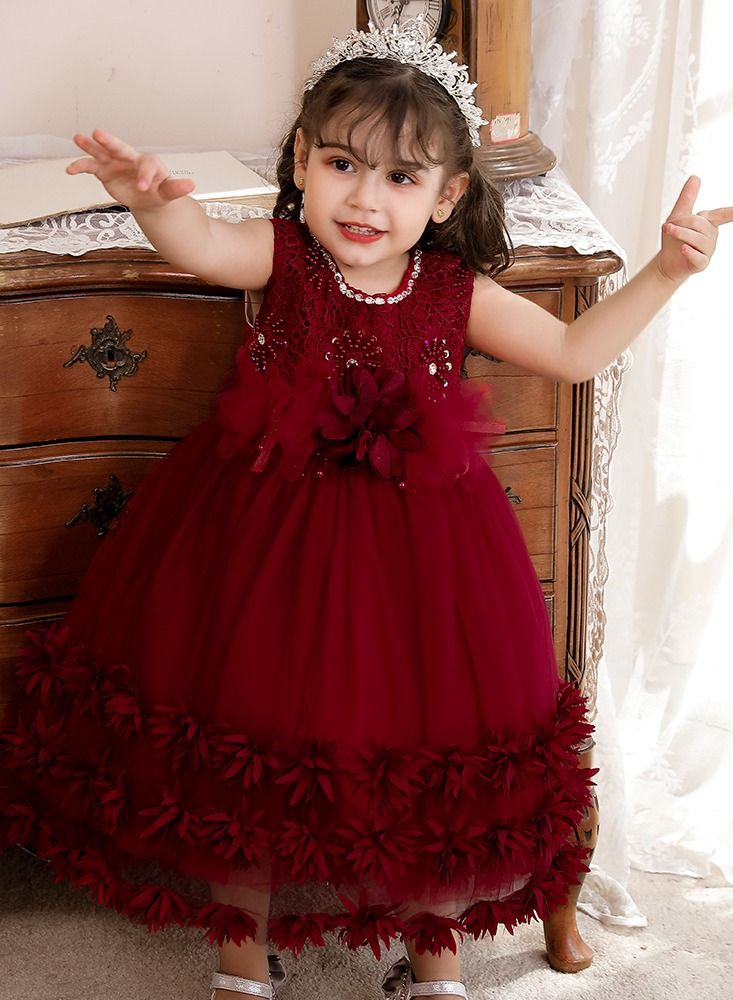 Sequins Flower Mesh Dress