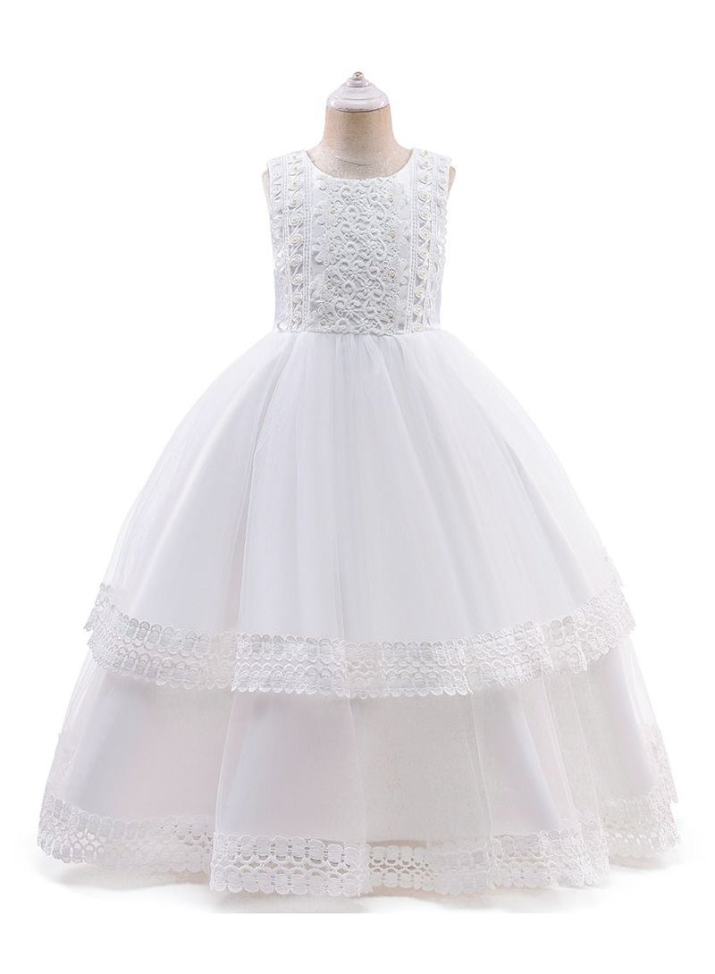Round Neck Sleeveless Dress White