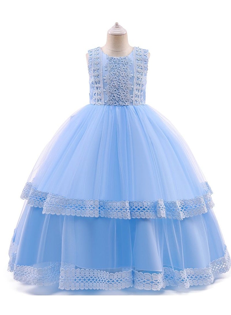 Round Neck Sleeveless Dress Blue