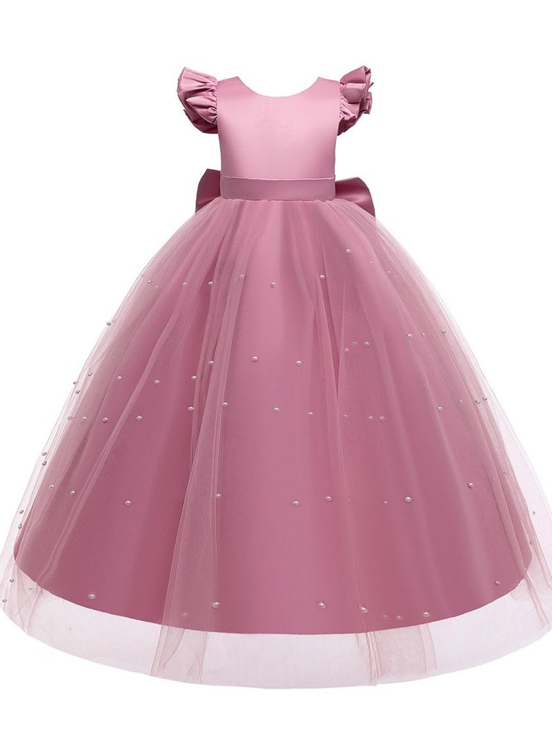 Princess Flower Cap Sleeve Maxi Dress Pink