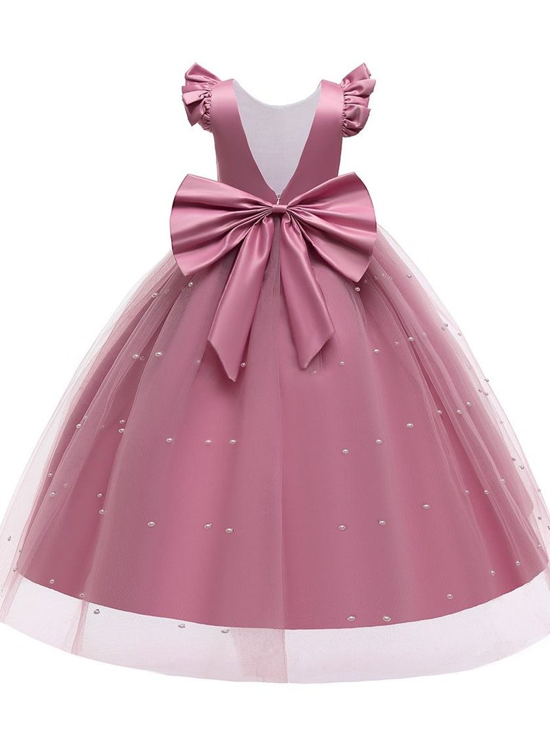Princess Flower Cap Sleeve Maxi Dress Pink