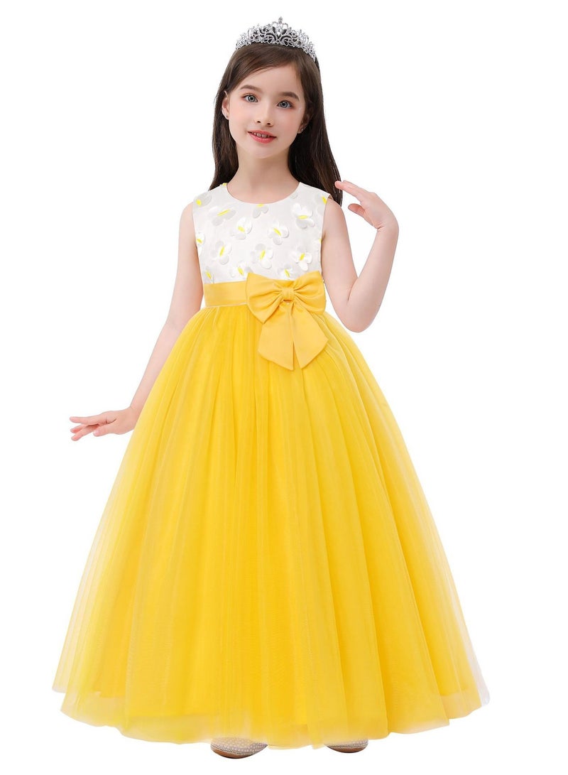 Fashion Girls Princess Dress Yellow