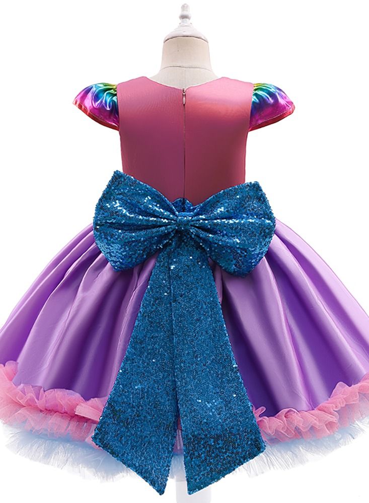 Summer sequins Rainbow stars bow mesh Princess dress