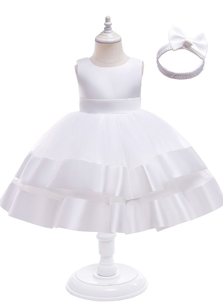 New double gauze dress girl dress Princess dress performance dress white