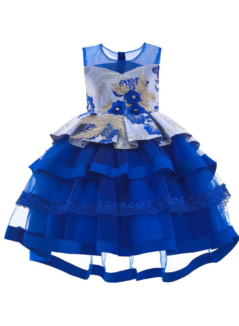 Stylish Fairy Flower Dress Blue