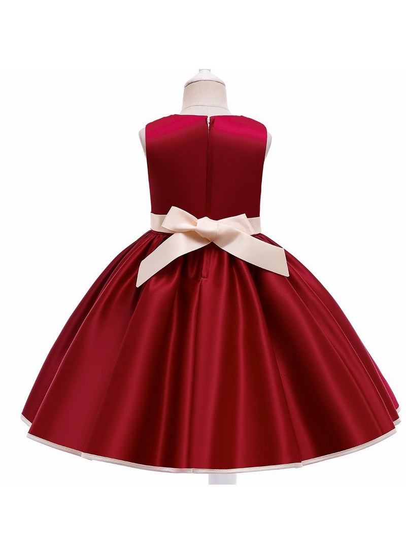Princess Flower Sleeveless Maxi Dress Burgundy