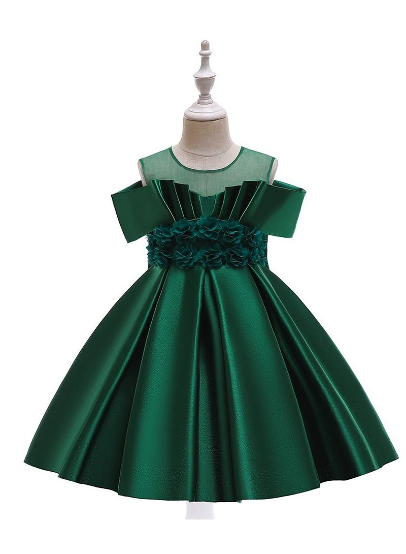 Stylish Fairy Flower Dress Dark Green