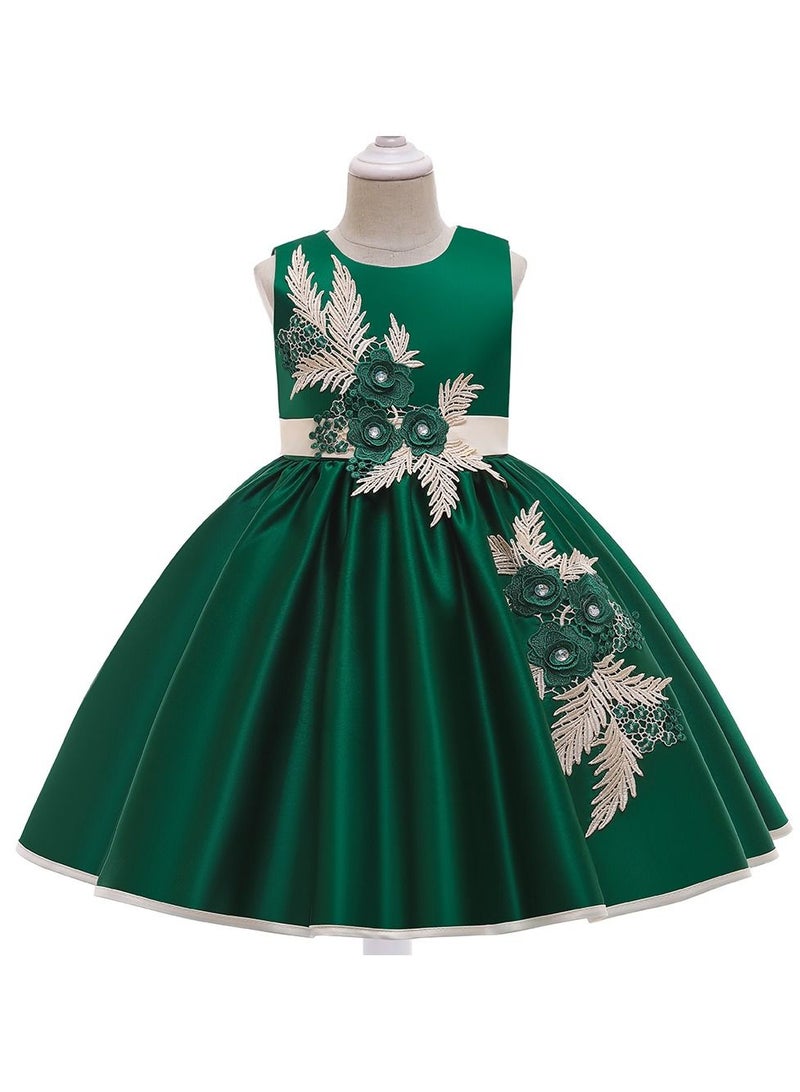 Princess Flower Sleeveless Maxi Dress Dark Green