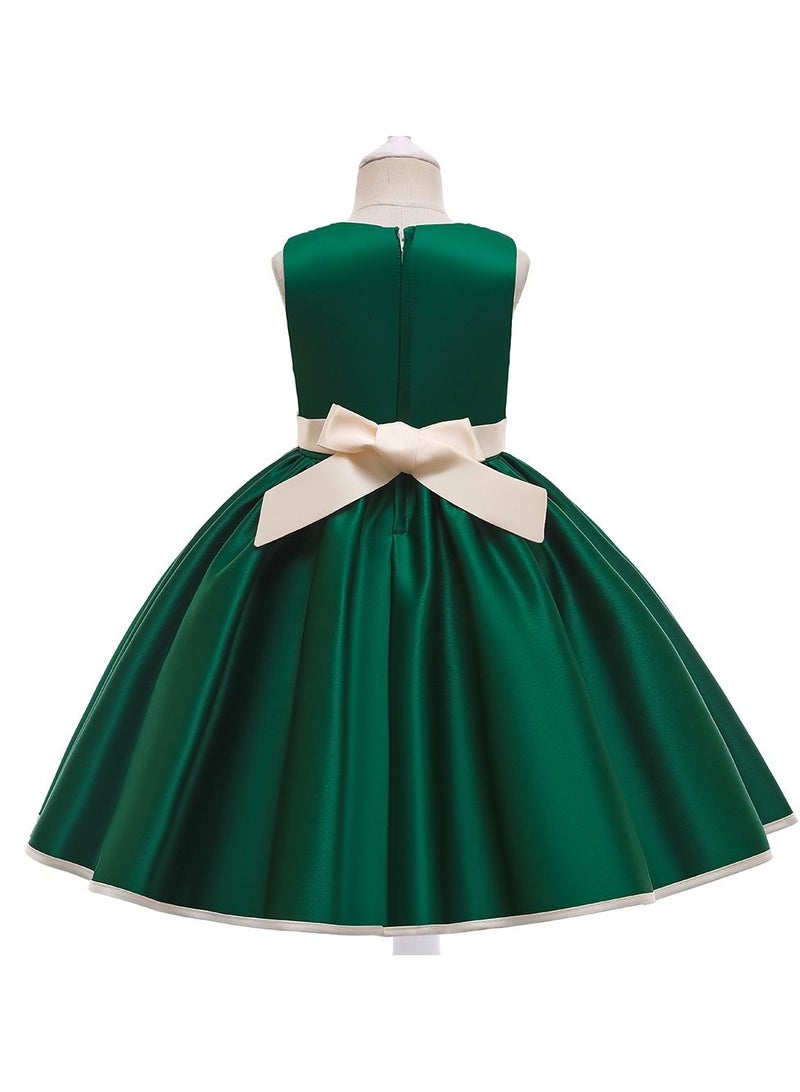 Princess Flower Sleeveless Maxi Dress Dark Green