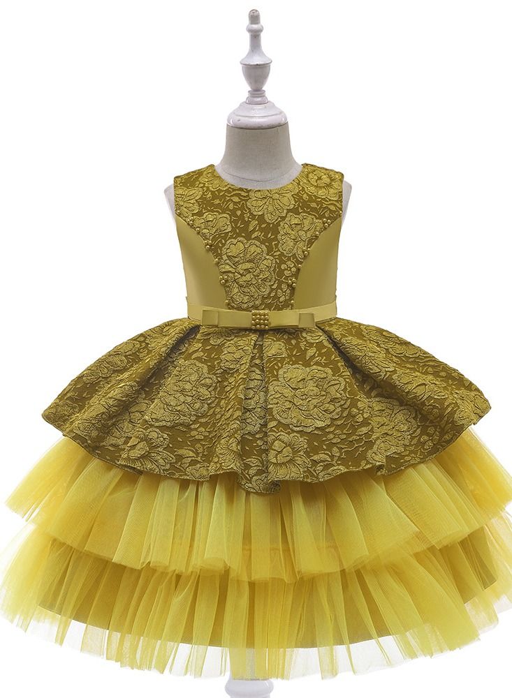 Fashionable Cute Girls Dresses Yellow