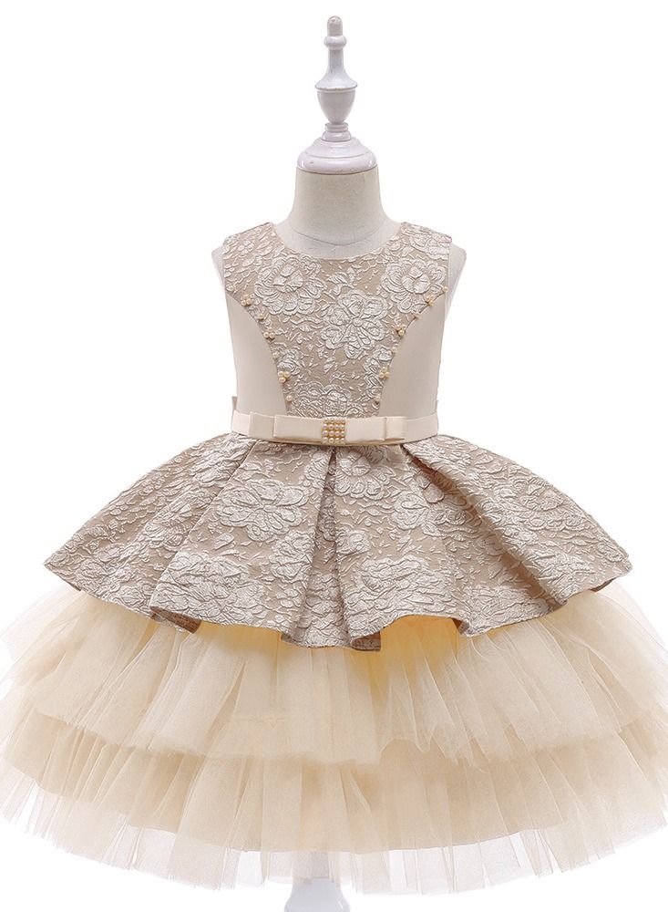 Fashionable Cute Girls Dresses Gold