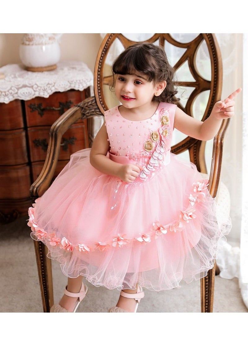 Girls Fashionable Princess Dresses Pink