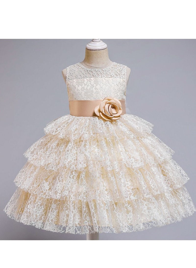 Fashionable Cute Girls Dresses Gold