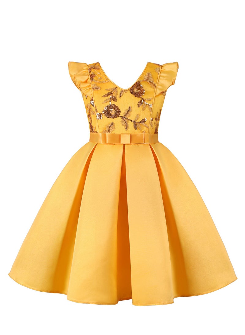 Girls Fashion Cute Princess Dress Yellow