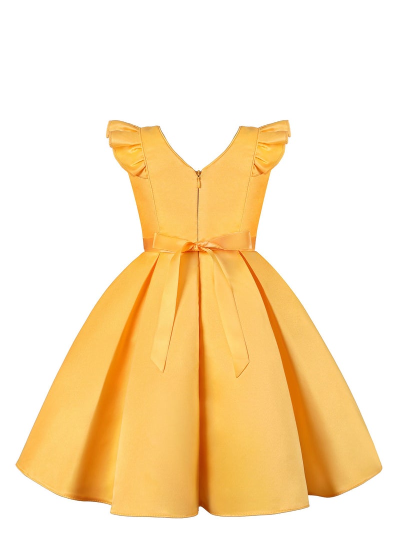 Girls Fashion Cute Princess Dress Yellow