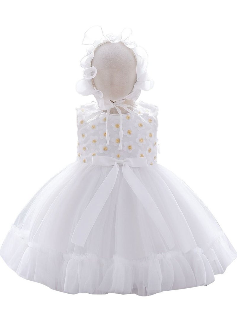 Stylish Fairy Flower Dress With Hat White