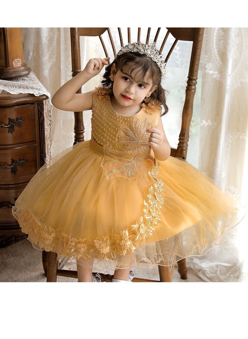 Fashionable Cute Girls Dresses Yellow