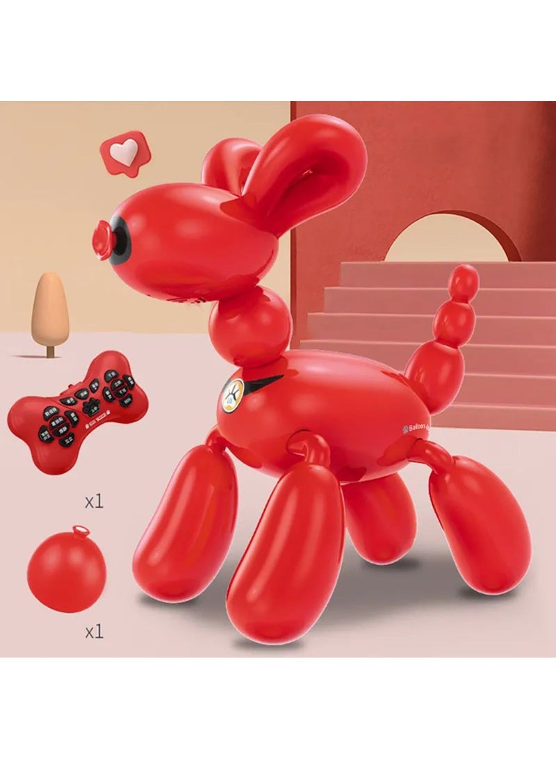 Fitto Remote Control Dog Ballon Dog Shape Smart Robot Dog, Programable, Stunts, Dances, and Responds To Clapping, Red