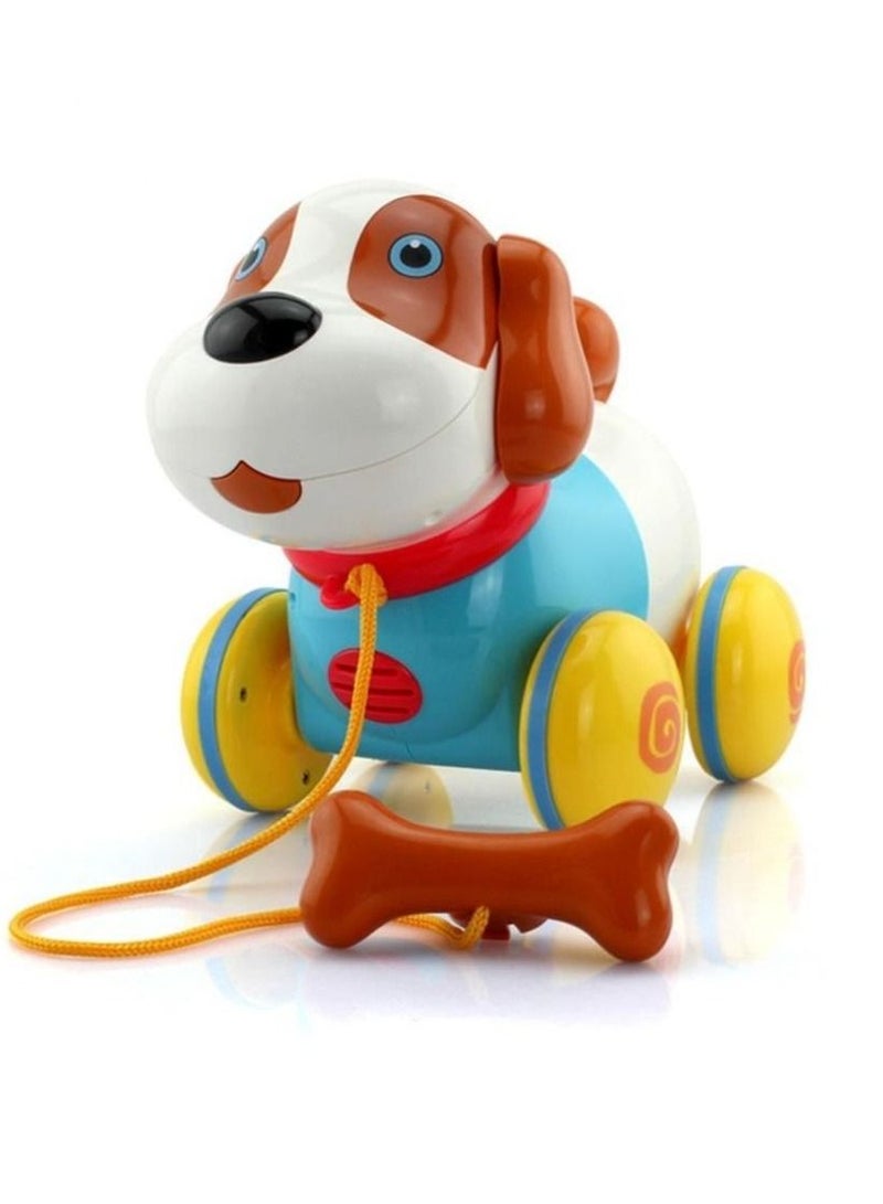 Fitto Baby Musical Pull Dog Toy with Music and Light Moving Ears and Wigging Tail Loaded with 3 Songs, 6 Music and Animal Sounds