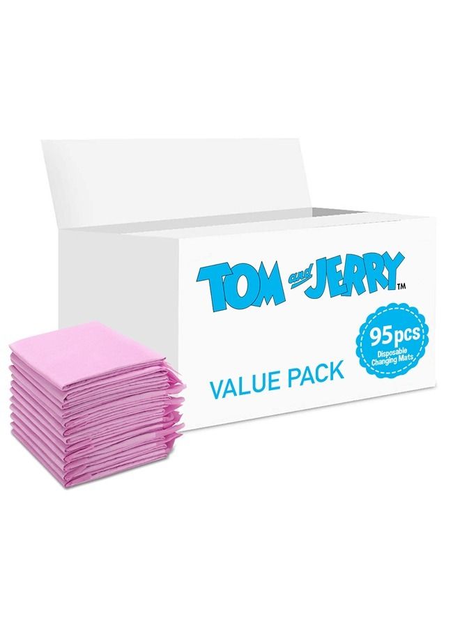 Tom And Jerry Disposable Changing Mats, 95 Counts-Pink Color