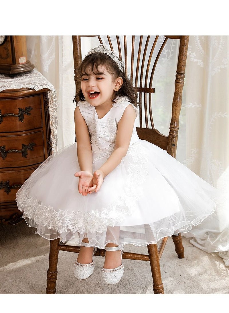 Fashionable Cute Girls Dress White