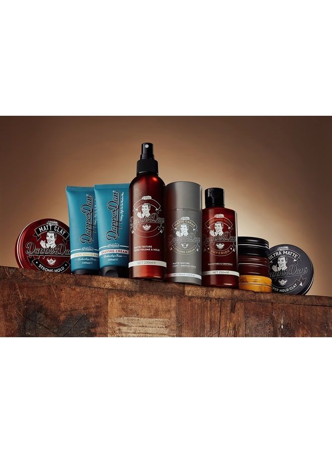 Strong Hold Matte Clay By Dapper Dan | Mens Hair Products Matte Finish | Smoked Saffron & Leather Fragranced Hair Clay For Men | Matte Finish Hair Pomade For Men | 100ml