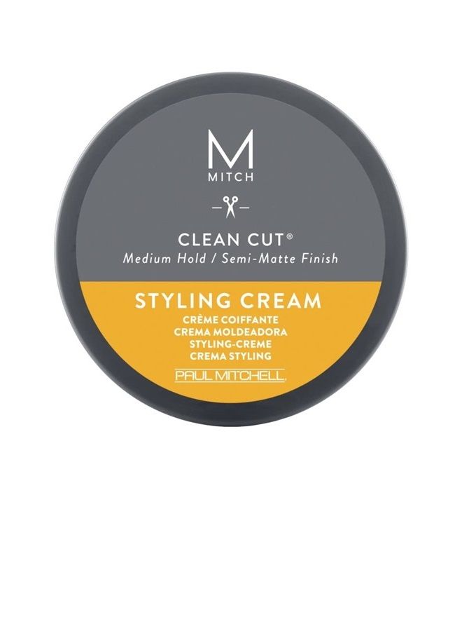 MITCH Clean Cut Styling Cream for Men, Medium Hold, Semi-Matte Finish, For All Hair Types + Short to Medium Hair, 3 oz.