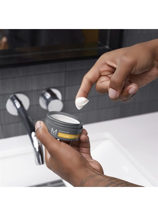 MITCH Clean Cut Styling Cream for Men, Medium Hold, Semi-Matte Finish, For All Hair Types + Short to Medium Hair, 3 oz.