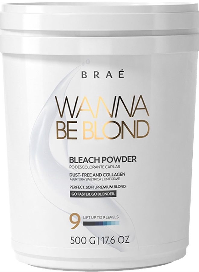 BLEACH POWDER B R A É 17.6 Oz Wanna Be Blond | Lift Up to 9 Levels | Collagen-Rich Formula & 10 Oils Mix | Conditioning Effect | Easy to Apply | Dust-Free | Releasecolorcharm Powder Hair Lightener