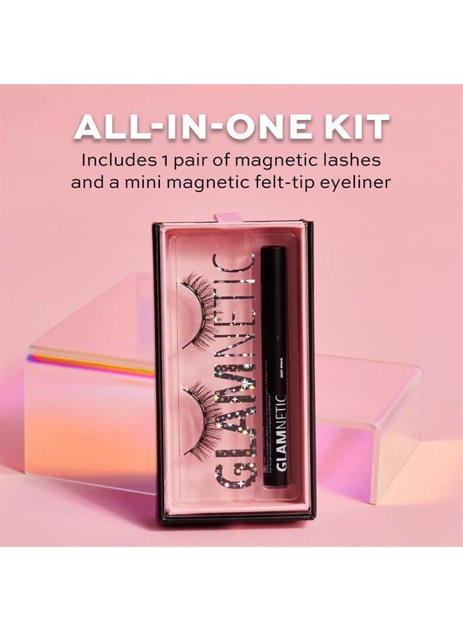 Magnetic Eyelashes Lash Kit | Virgo + Magnetic Eyeliner Pen Lashes Pack, Dramatic Long Eyelash Kit, Reusable up to 60 times - 1 pair + liner