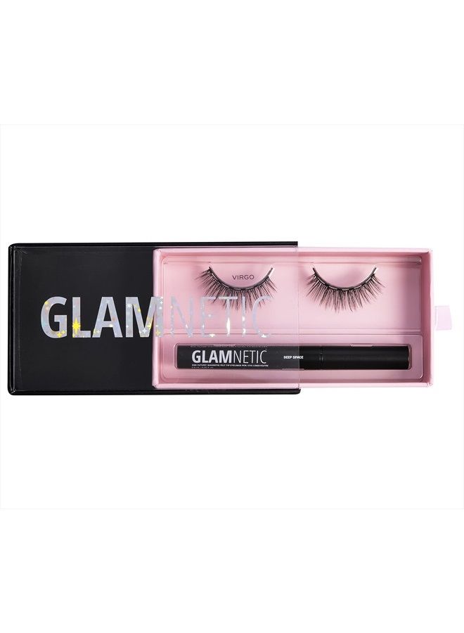 Magnetic Eyelashes Lash Kit | Virgo + Magnetic Eyeliner Pen Lashes Pack, Dramatic Long Eyelash Kit, Reusable up to 60 times - 1 pair + liner