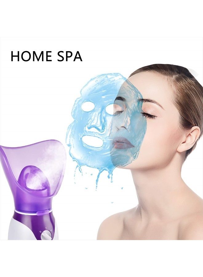 Facial Steamer for Face, Face Steamer for Facial Deep Cleaning, Nano Ionic Facial Steamer for Unclogs Pores, Hydrating (Purple, Include Blackhead Remover Kit, Brush, Headband)