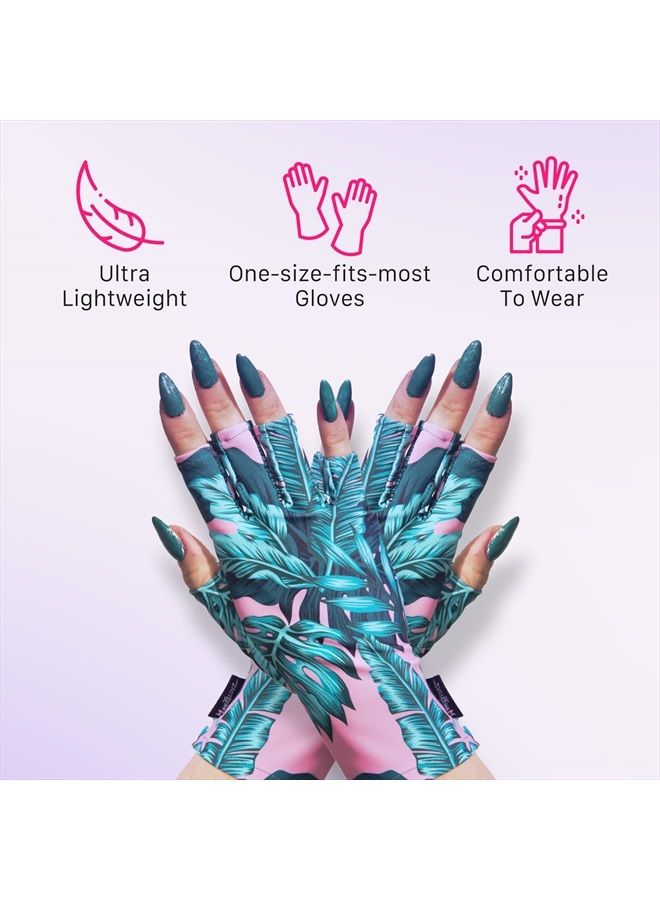 Anti UV Gloves for Gel Manicures Using Gel Lamp Dryers, Driving, Lounging and More, Fingerless Gloves That Shield Skin from The Sun and Nail Lamp, Outdoor Gloves, Blossoms