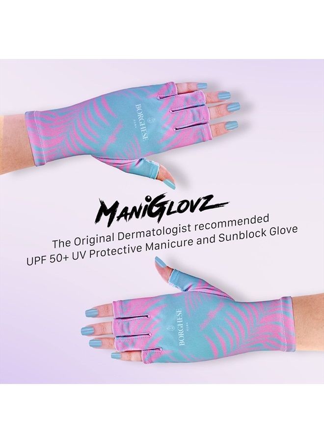 Anti UV Gloves for Gel Manicures Using Gel Lamp Dryers, Driving, Lounging and More, Fingerless Gloves That Shield Skin from The Sun and Nail Lamp, Outdoor Gloves, Blossoms