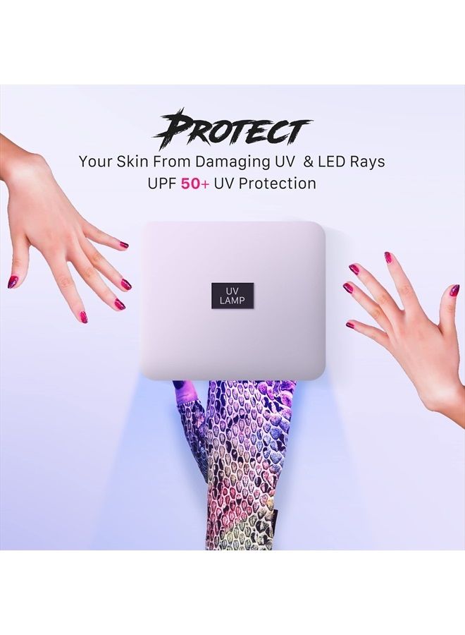 Anti UV Gloves for Gel Manicures Using Gel Lamp Dryers, Driving, Lounging and More, Fingerless Gloves That Shield Skin from The Sun and Nail Lamp, Outdoor Gloves, Blossoms