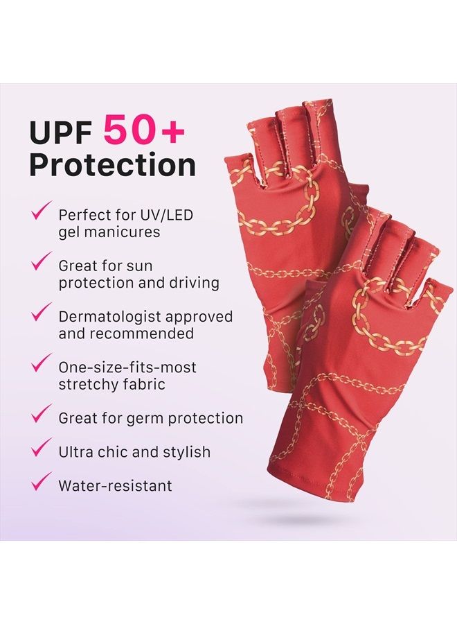 Anti UV Gloves for Gel Manicures Using Gel Lamp Dryers, Driving, Lounging and More, Fingerless Gloves That Shield Skin from The Sun and Nail Lamp, Outdoor Gloves, Blossoms